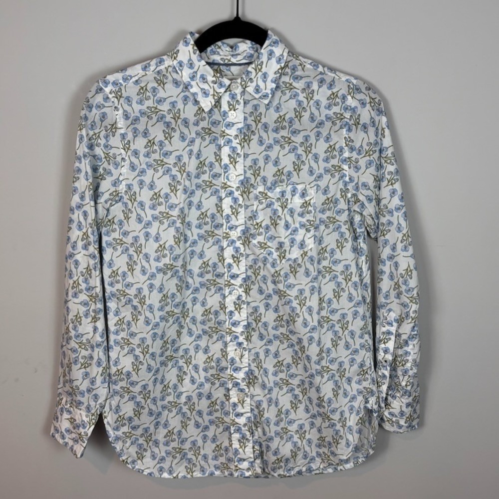 J.Crew Liberty Fabric Womens Blue Floral Button up shirt Size 00 Classic Fit